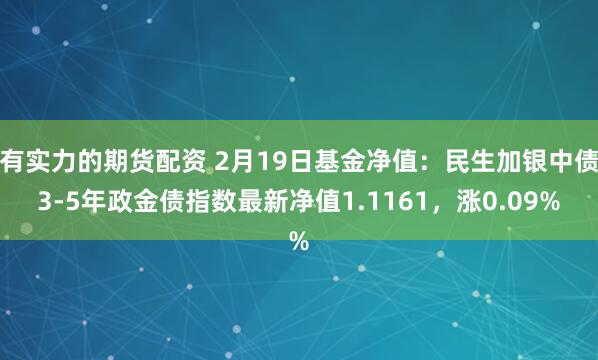 有实力的期货配资 2月19日基金净值：民生加银中债3-5年政金债指数最新净值1.1161，涨0.09%