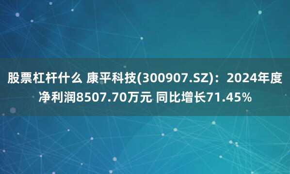 股票杠杆什么 康平科技(300907.SZ)：2024年度净利润8507.70万元 同比增长71.45%